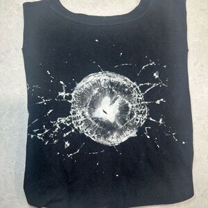 Tesla Cybertruck Mens L Black Broken Shattered Window Glass Graphic Tee Like New